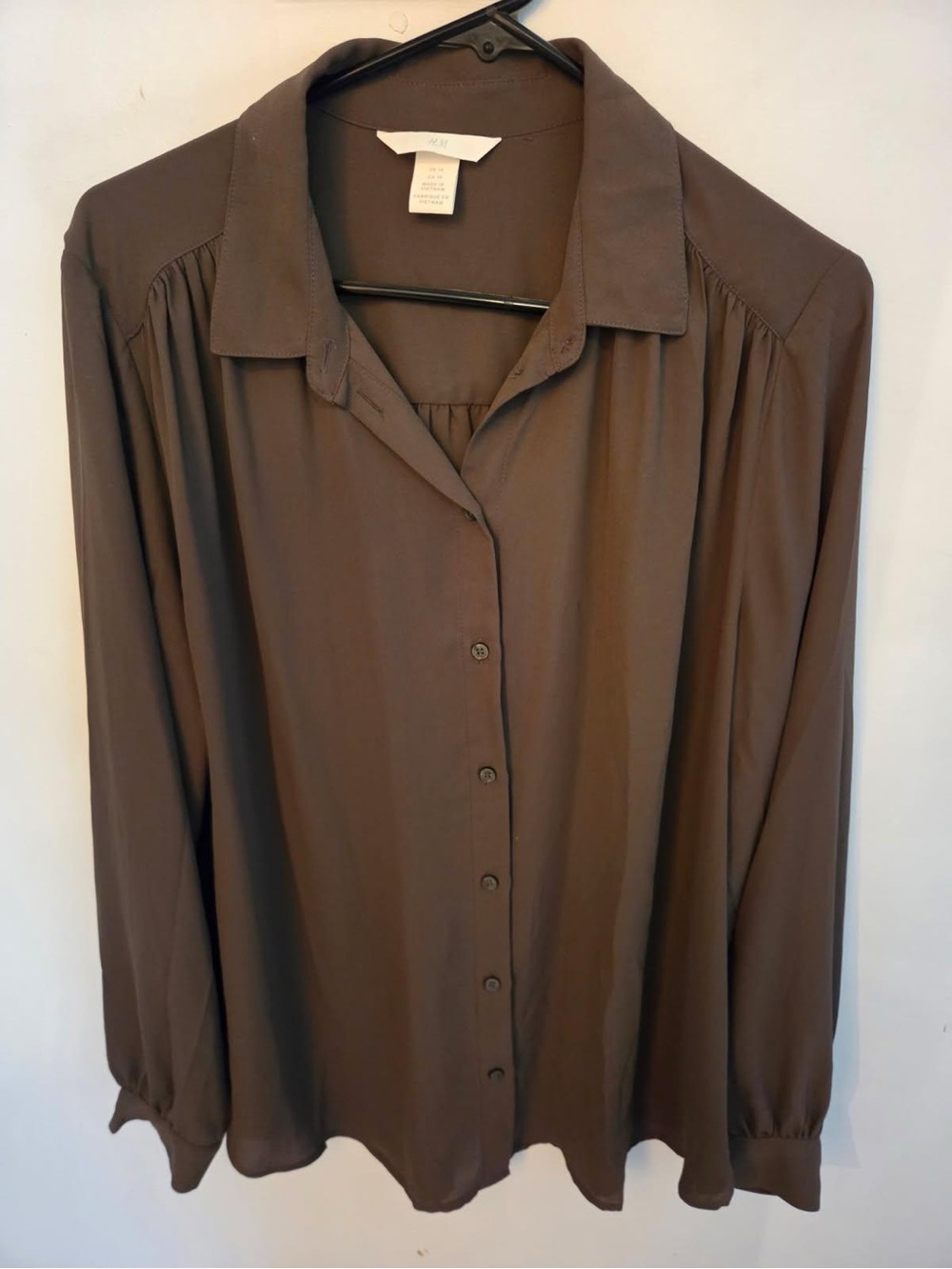 H&M Brown Button-Down Long Sleeve Blouse